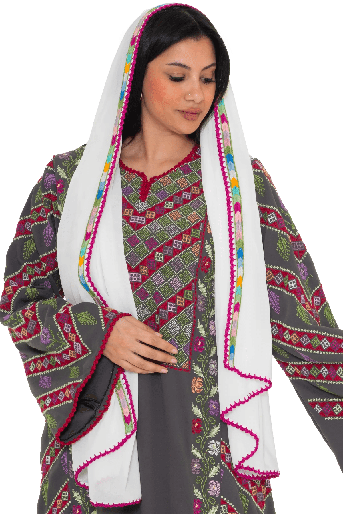 Hand embroidered Manajel shawl