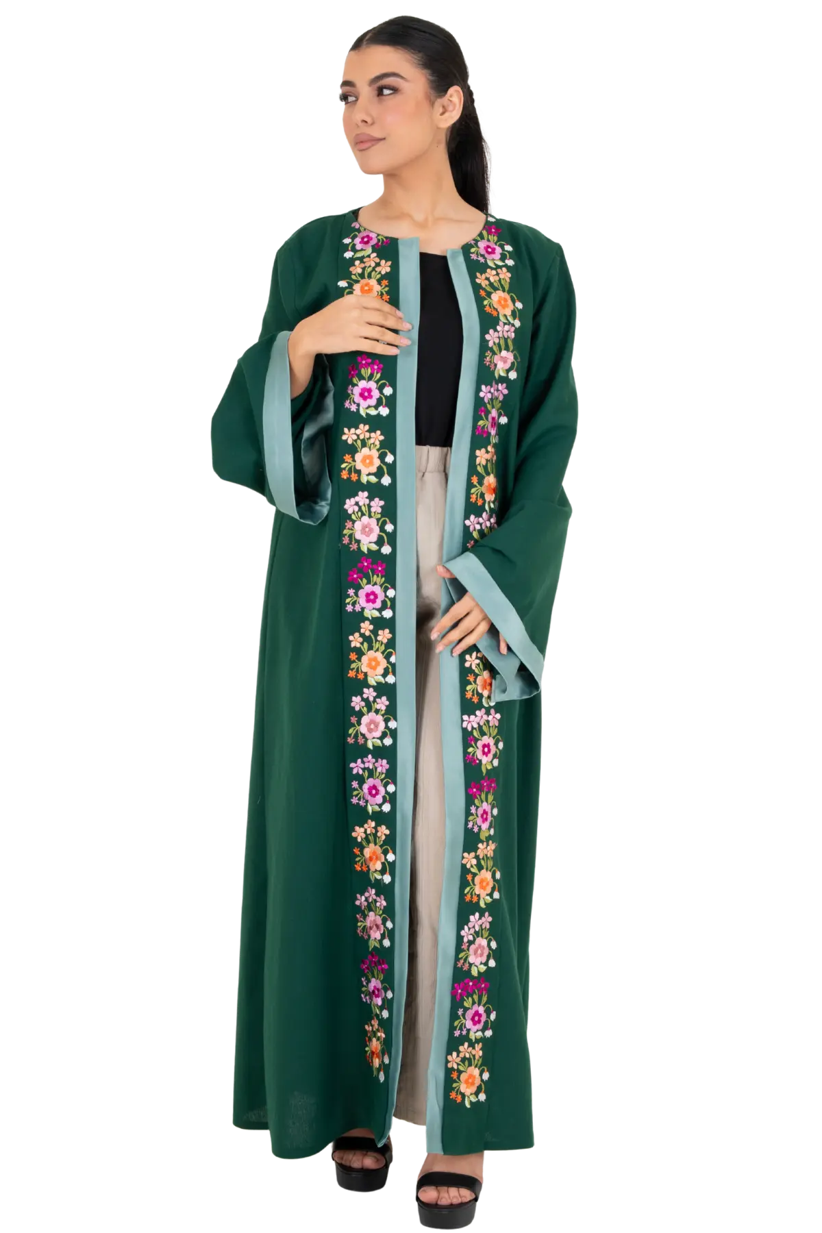 Tara-embroidered with Satin Abaya