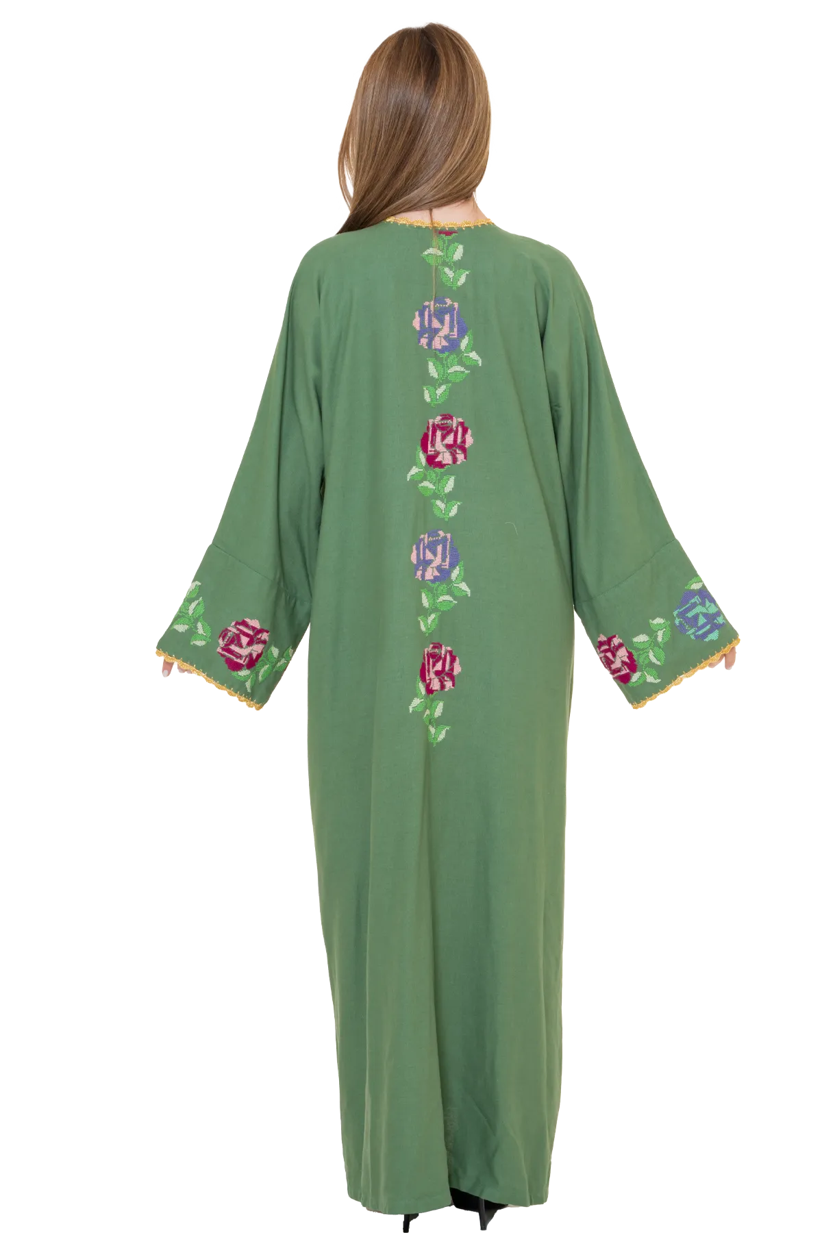 Hand-stitched green Bisht