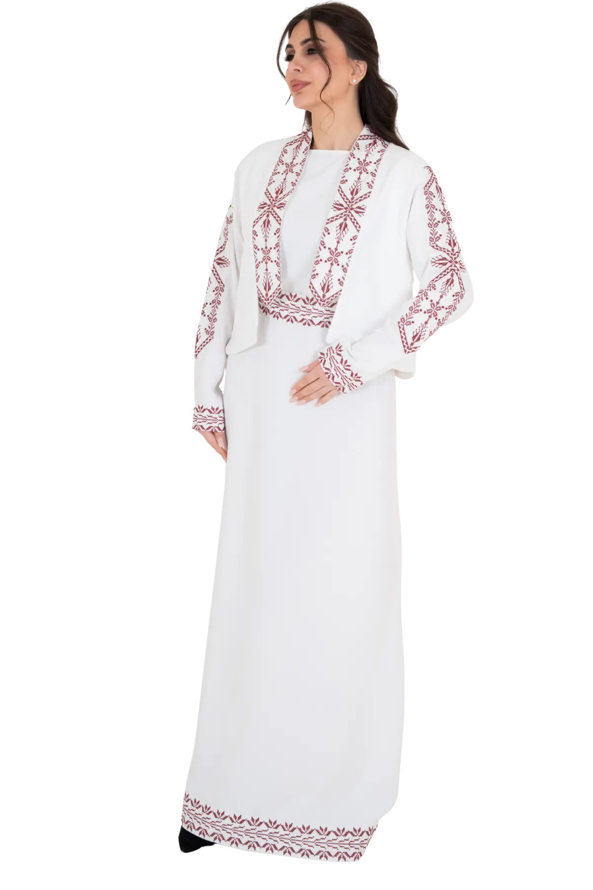 White Machine embroidered set