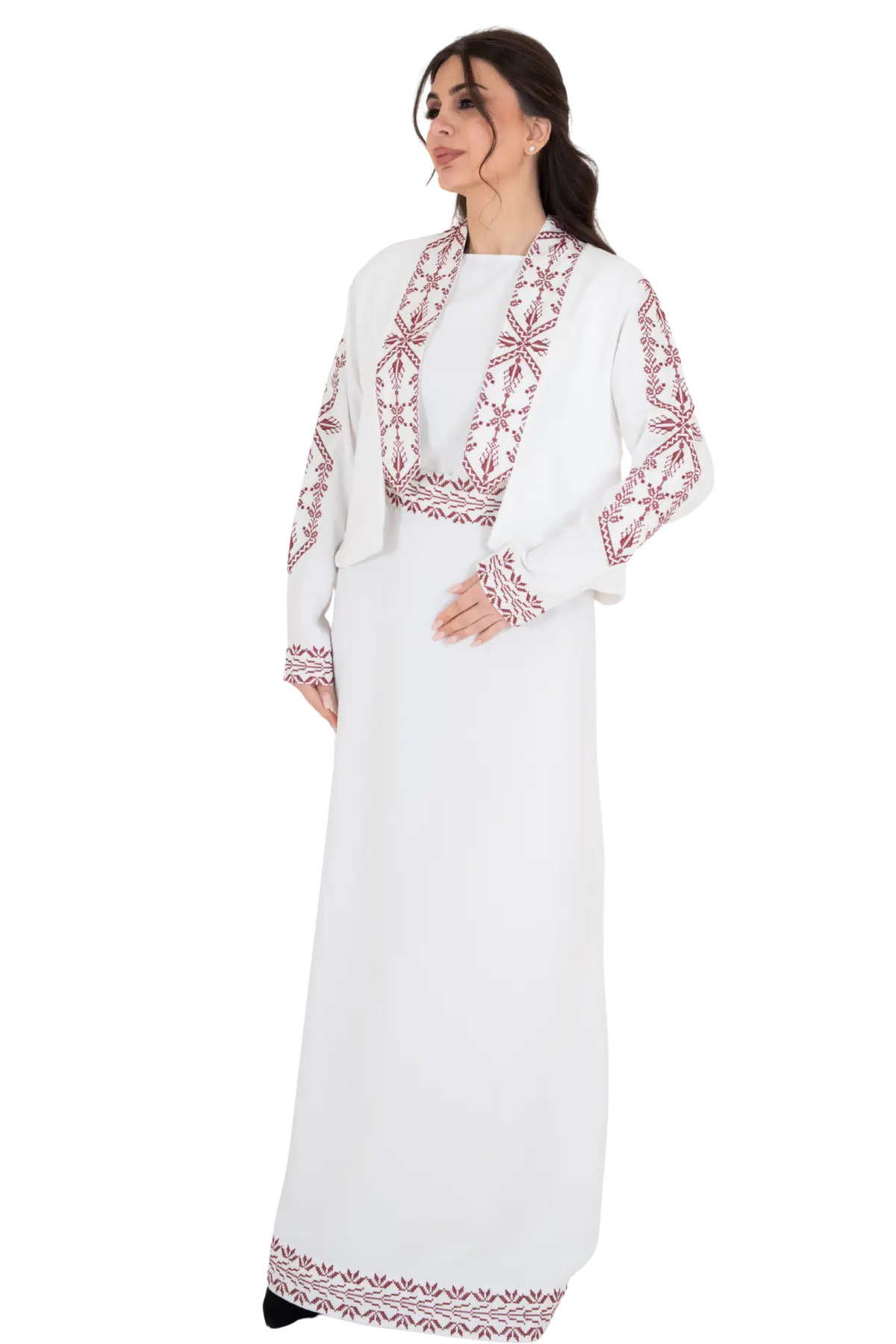 White Machine embroidered set