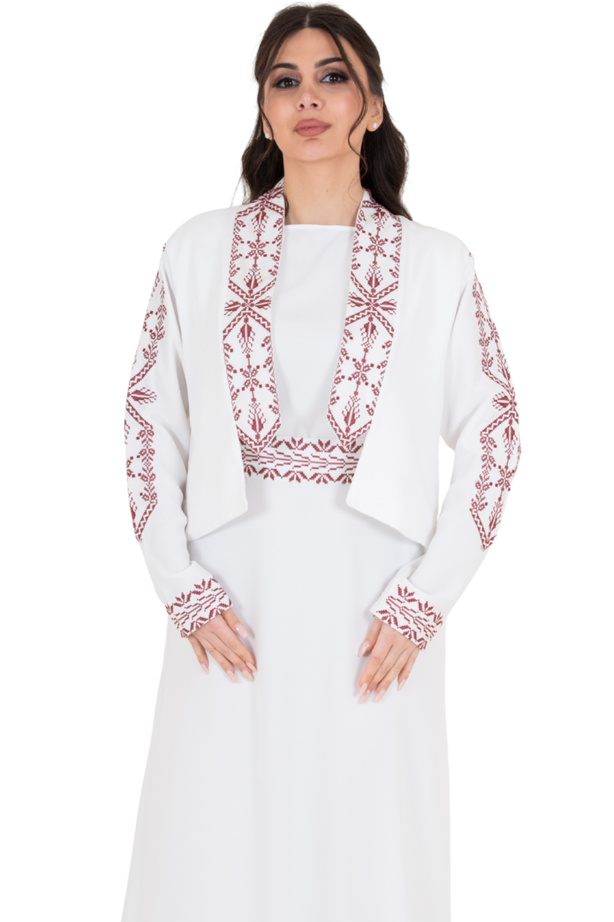 White Machine embroidered set