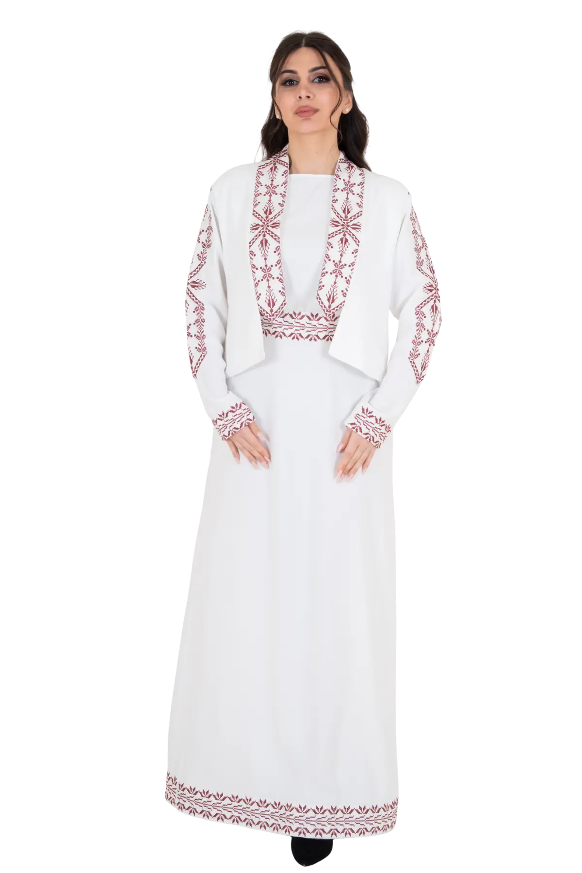 White Machine embroidered set