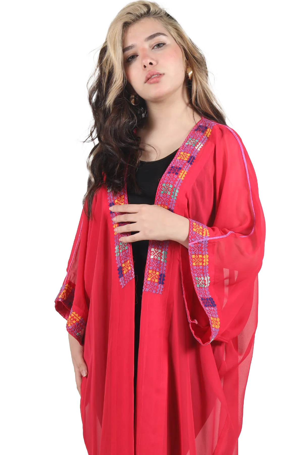 Pink Hand-Embroidered Bisht