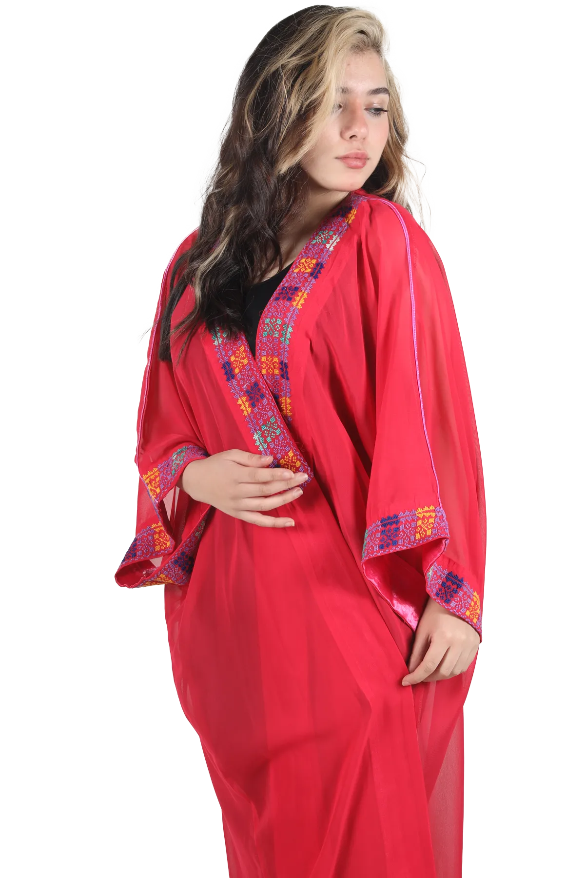 Pink Hand-Embroidered Bisht