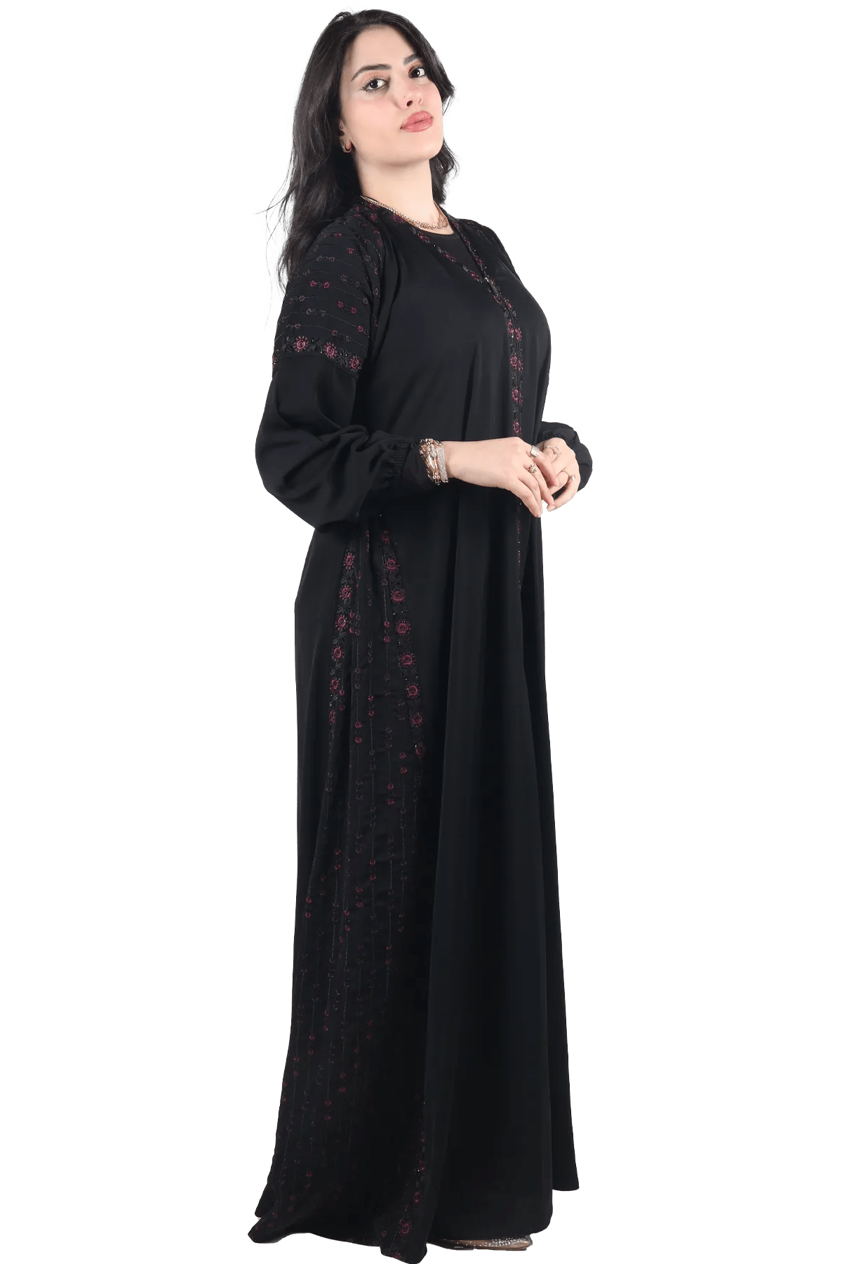 Embroidered rose Abaya - Tatreez Store