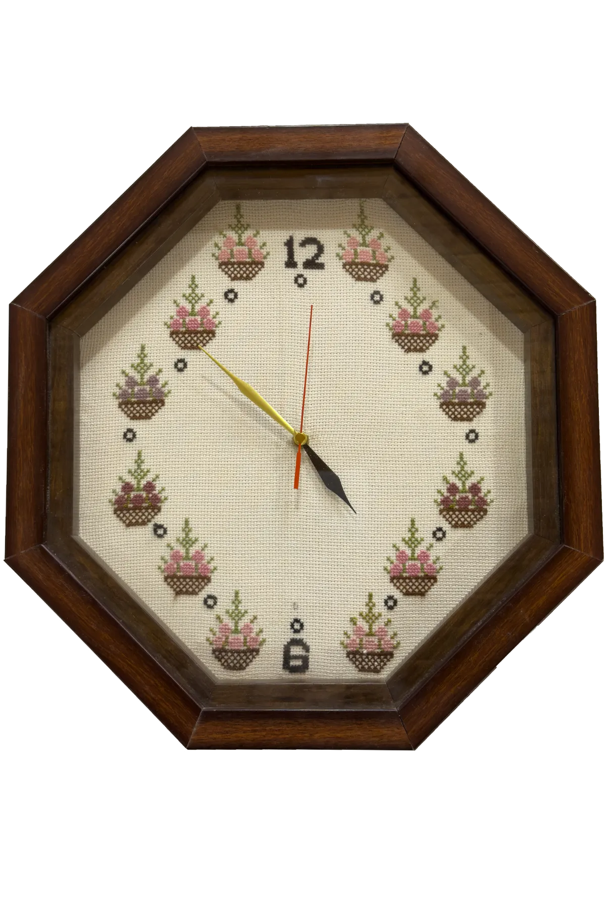 Embroidered wall clock