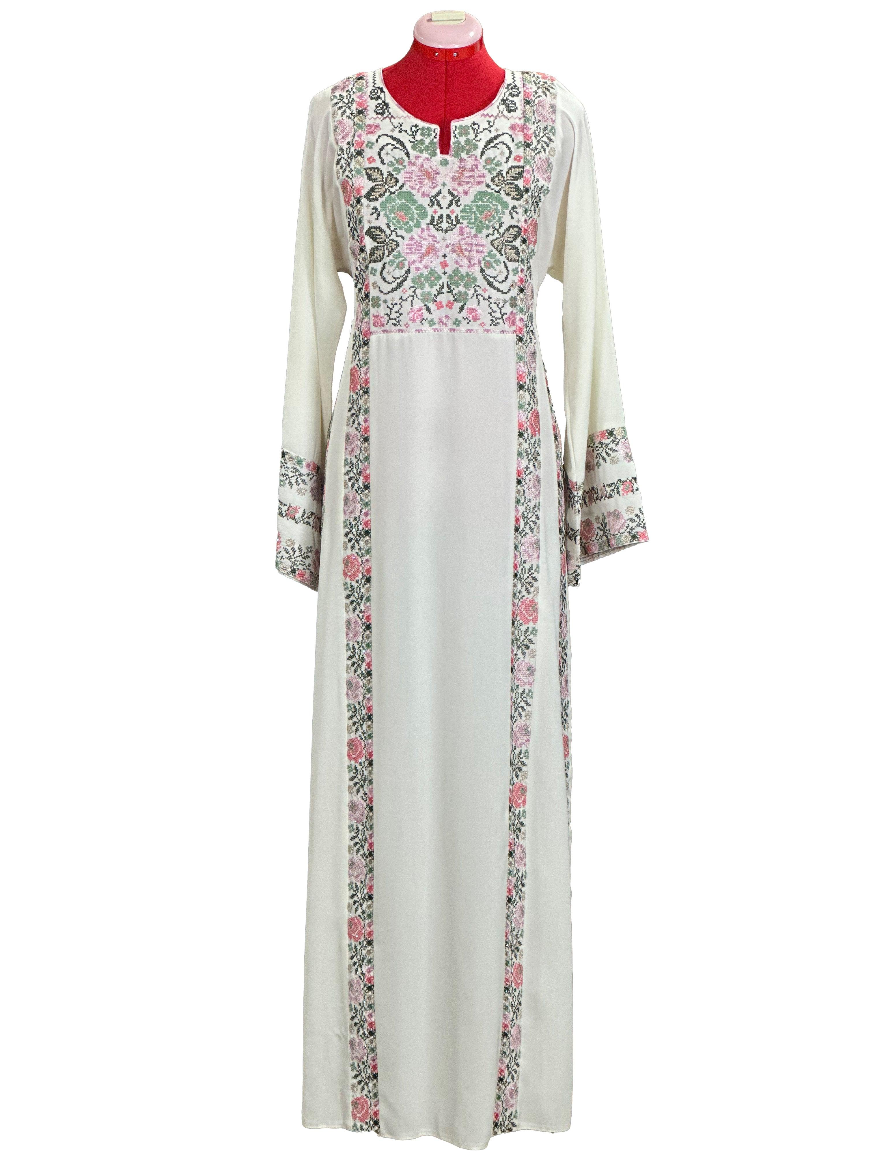 Rose butterfly embroidered Thoub - TATREEZ STORE