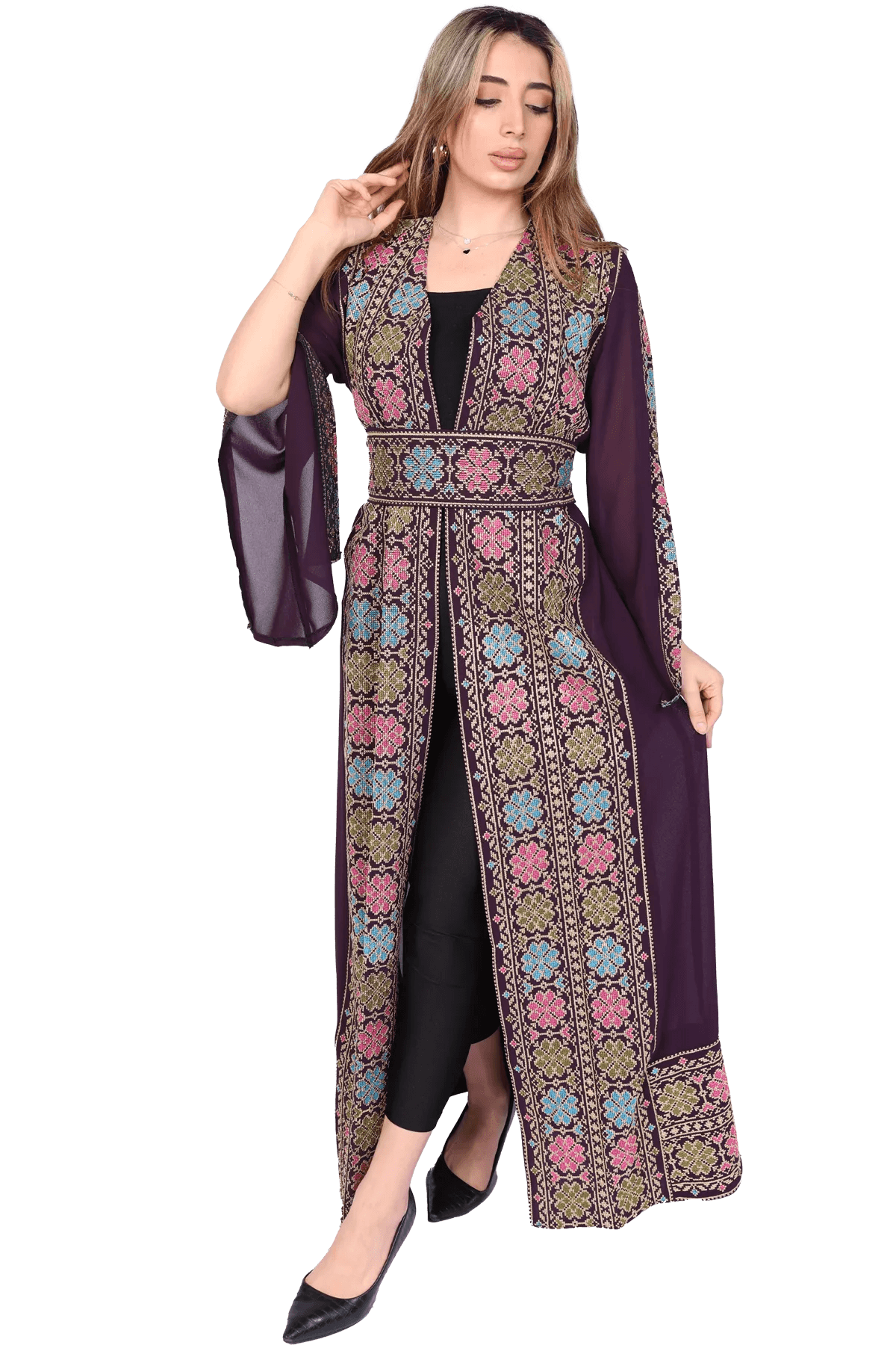 Tals Embroidered Bisht - Tatreez Store