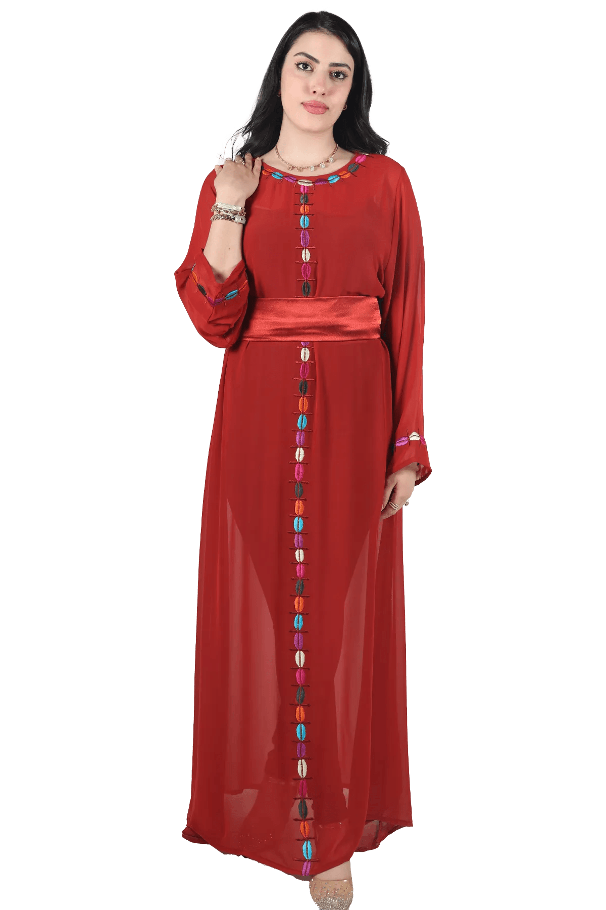 Tara Red Chiffon - Tatreez Store